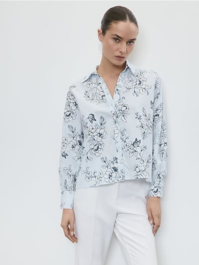 Baumwollbluse mit Blumendruck
