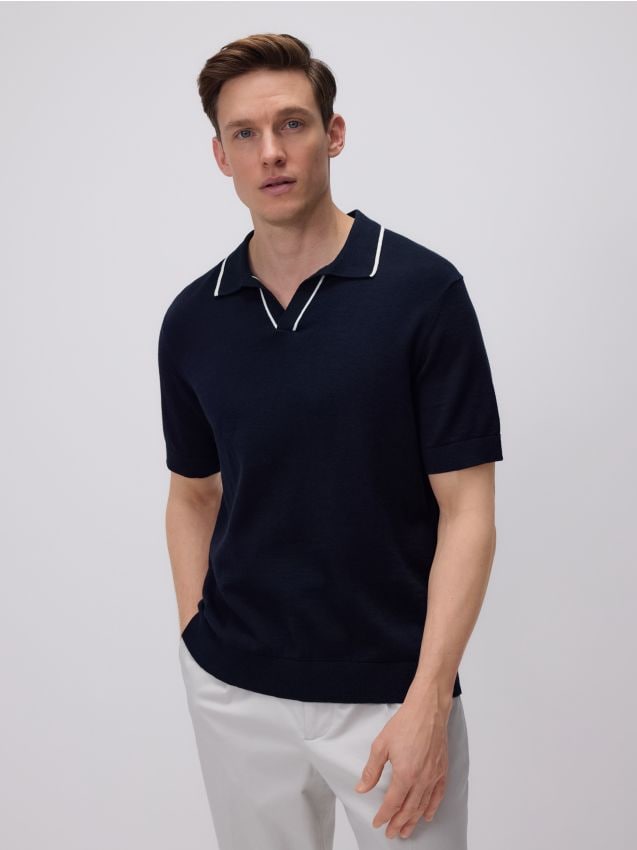 Linen blend polo shirt - RESERVED