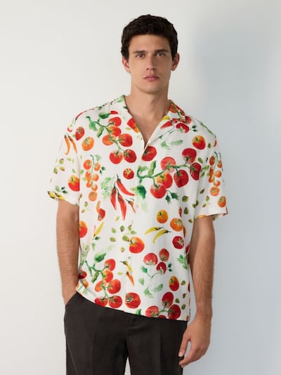 Camicia regular fit in misto lino