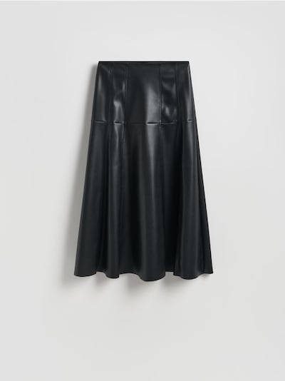 Faux leather midi skirt