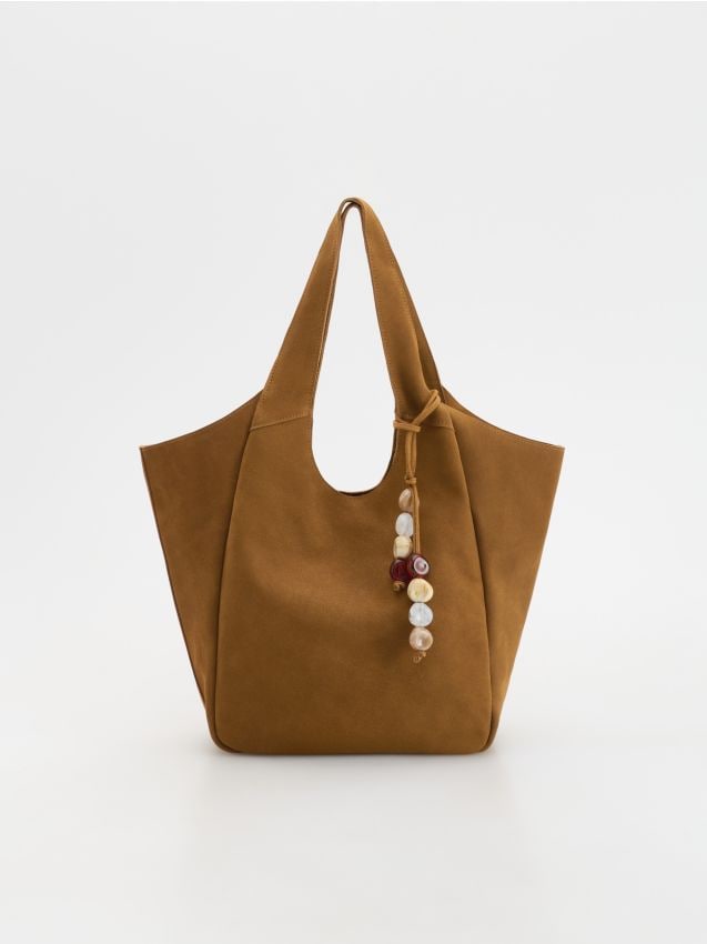 Suede shopper bag with pendant - RESERVED