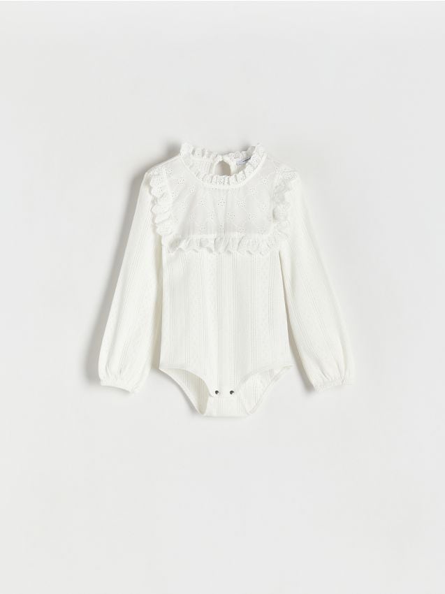 Reserved - body din bumbac cu broderie - crem