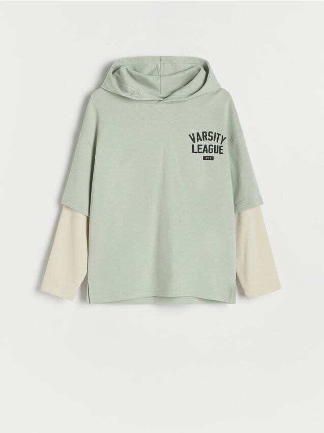 Reserved - tricou oversized cu mânecă lungă - verde-mentă