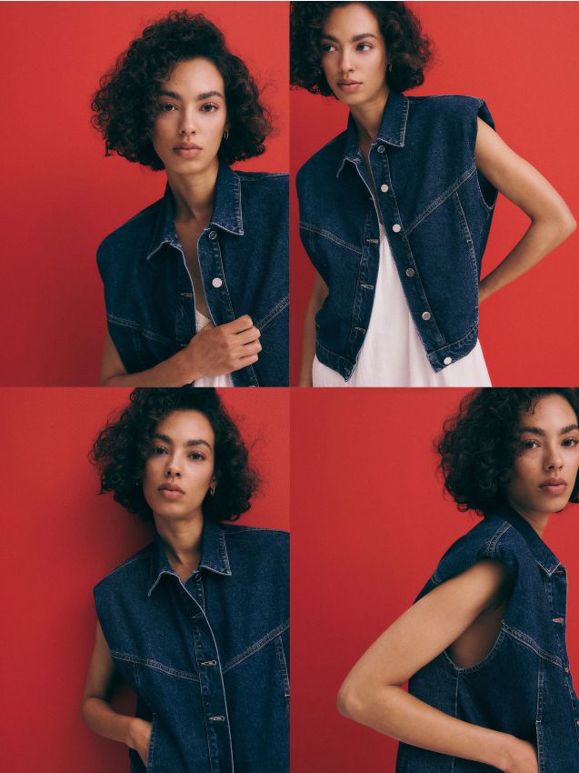 Reserved - vestă scurtă din denim - indigo