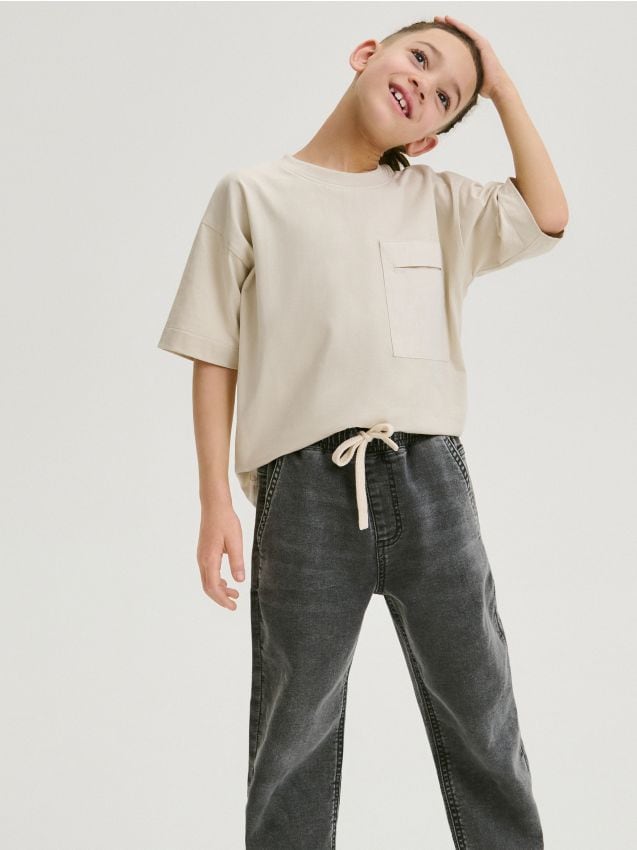 Reserved - blugi jogger elastici - gri deschis