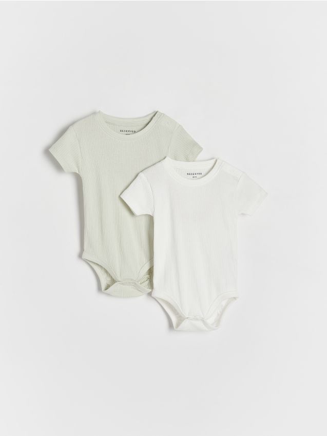 Reserved - set 2 body-uri din bumbac - verde-pal