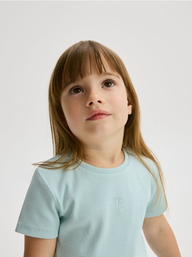 Cotton rich T-shirt with embroidery detail - RESERVED
