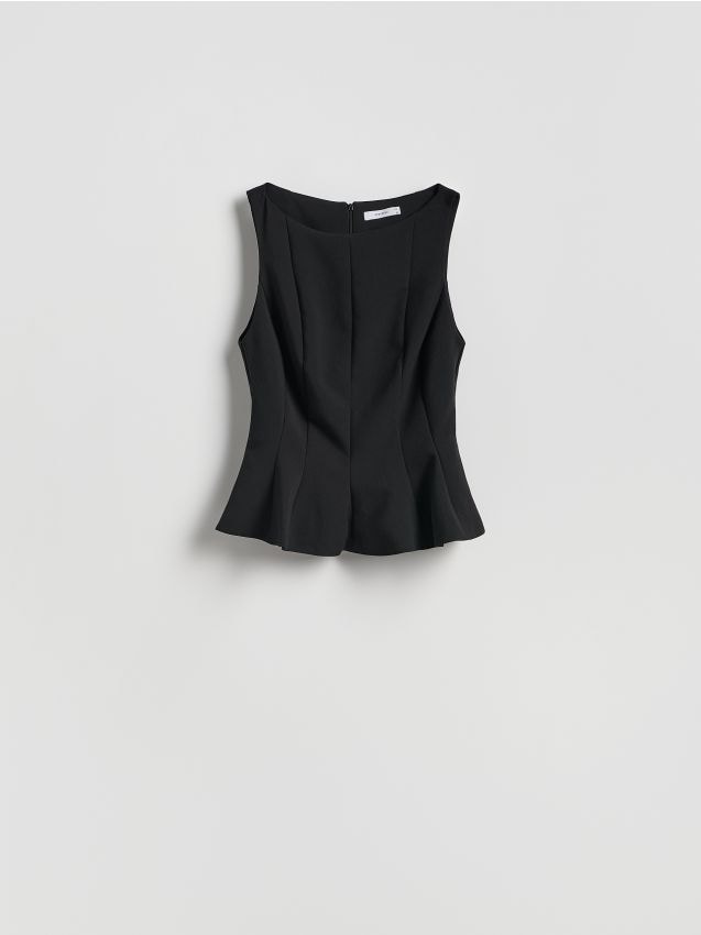 Reserved - Bluză cu peplum - negru