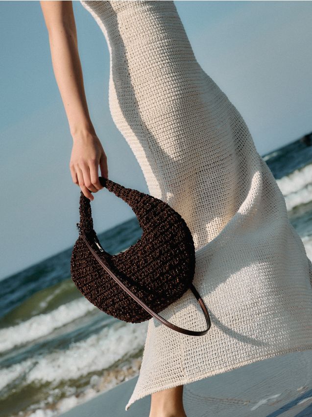 Woven bag with beads - RESERVED