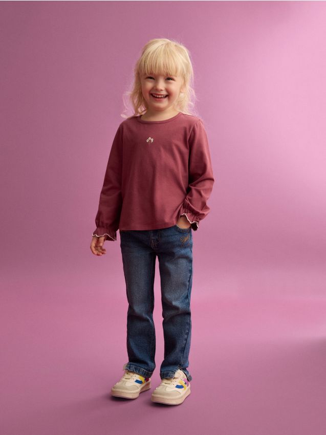 Reserved - Tricou din bumbac cu broderie - carmin