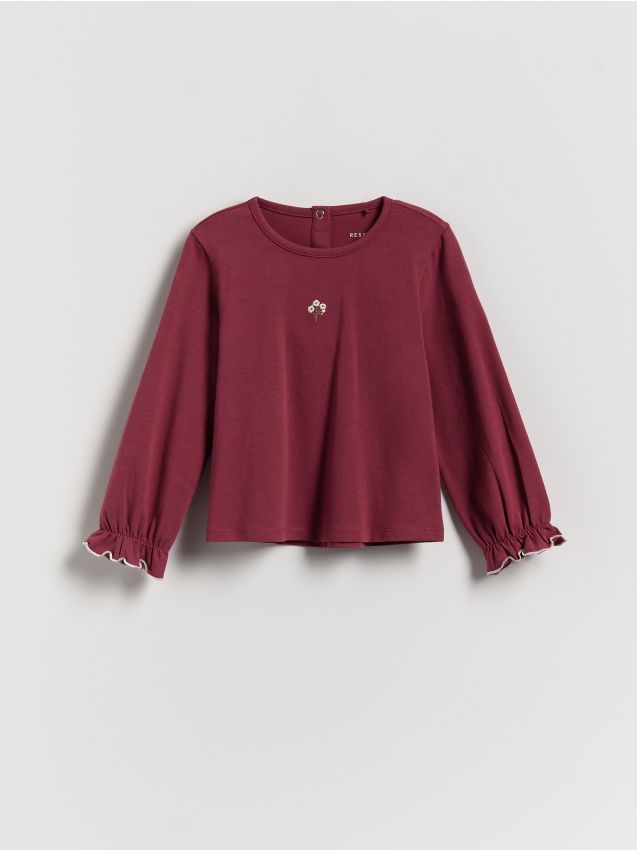 Reserved - Tricou din bumbac cu broderie - carmin