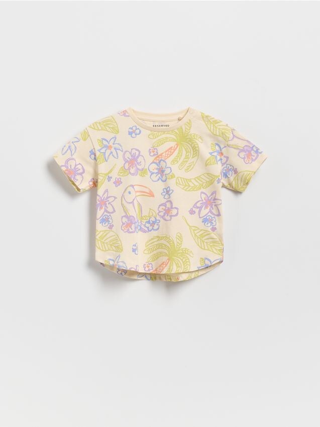 Reserved - Tricou din bumbac cu model - bej