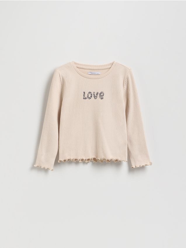 Ribbed T-shirt with print - RESERVED