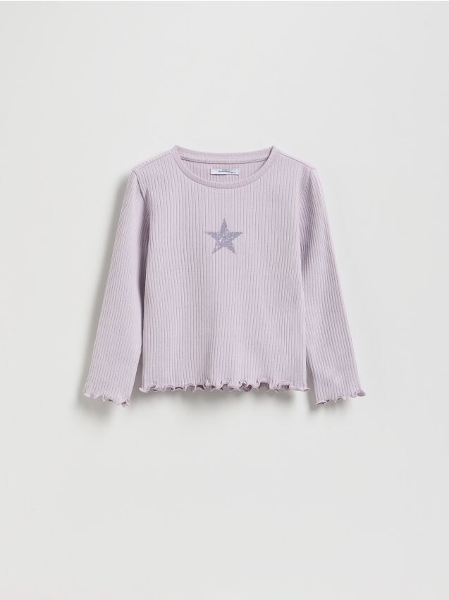 Ribbed T-shirt with print - RESERVED