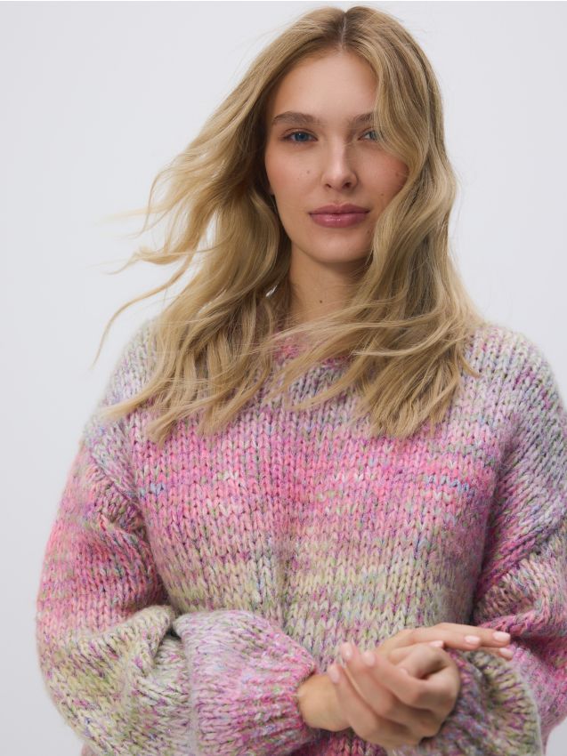 Reserved - Pulover cu umeri căzuți - roz