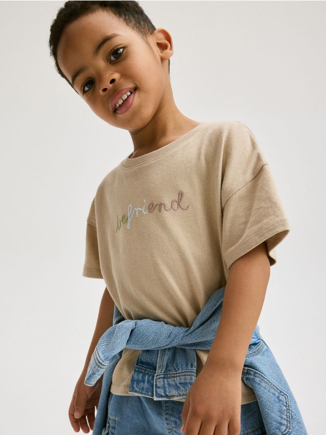 Reserved - tricou oversized cu broderie - bej