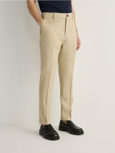 Pantalón de traje de lino slim fit