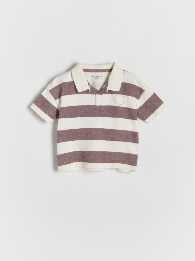 Reserved - tricou polo în dungi - violet-prună