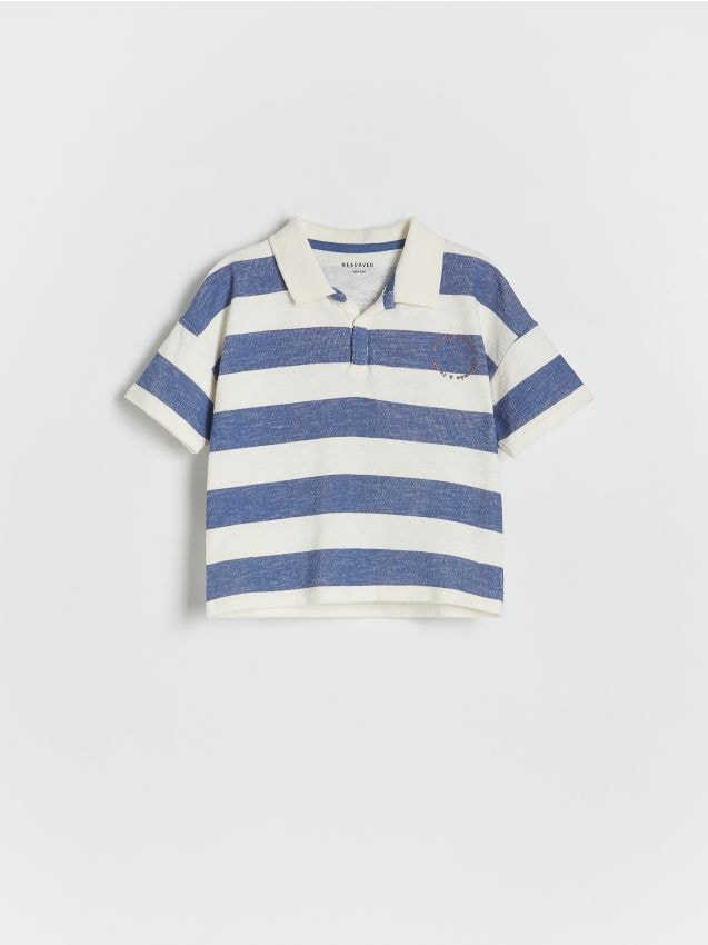 Reserved - tricou polo în dungi - bleumarin