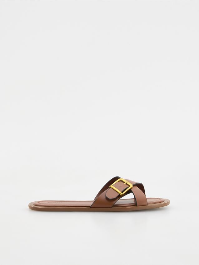 Leather rich sliders with buckles - RESERVED
