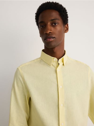 Regular fit shirt with linen blend