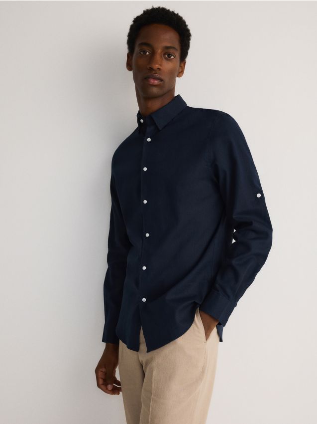 Chemise à coupe standard en lin mélangé - RESERVED