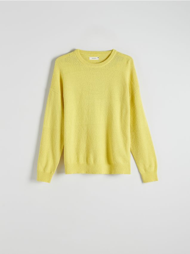 Reserved - pulover din tricot structurat - galben