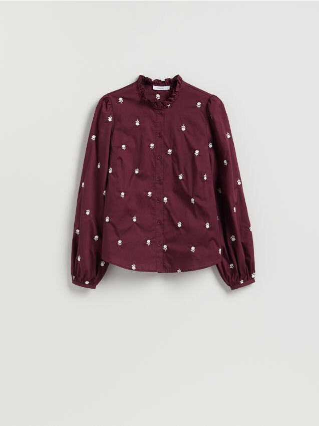 Reserved - Cămașă cu model brodat - maro