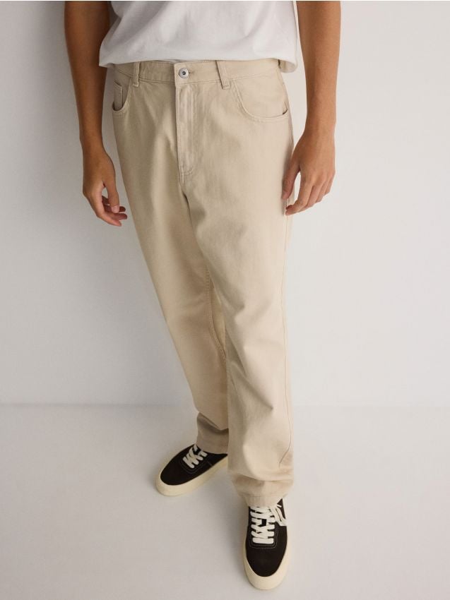 Reserved - Pantaloni loose fit in cotone - beige