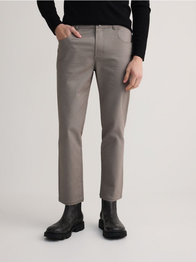 Reserved - Pantaloni slim fit in modal - grigio medio