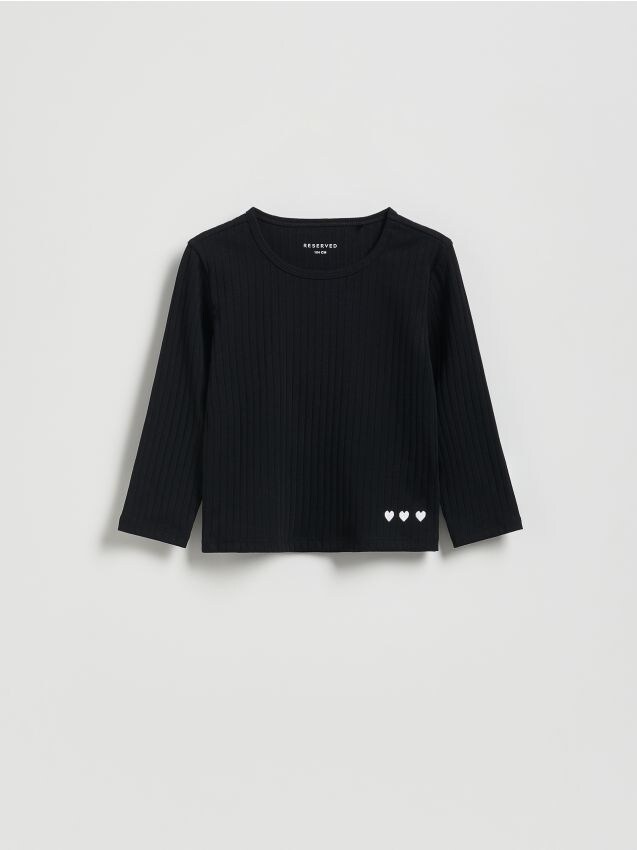 Reserved - Tricou din tricot striat - negru