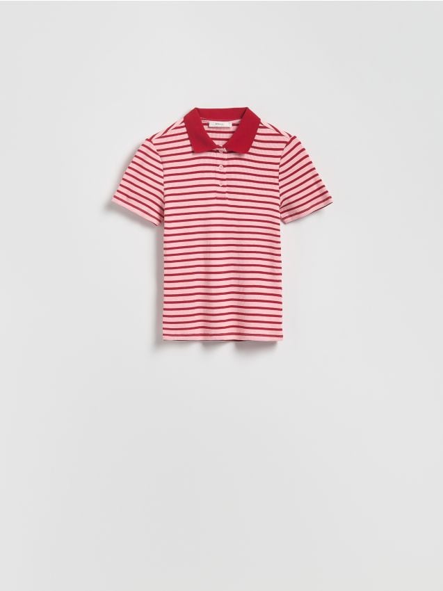 T-shirt polo w paski - RESERVED