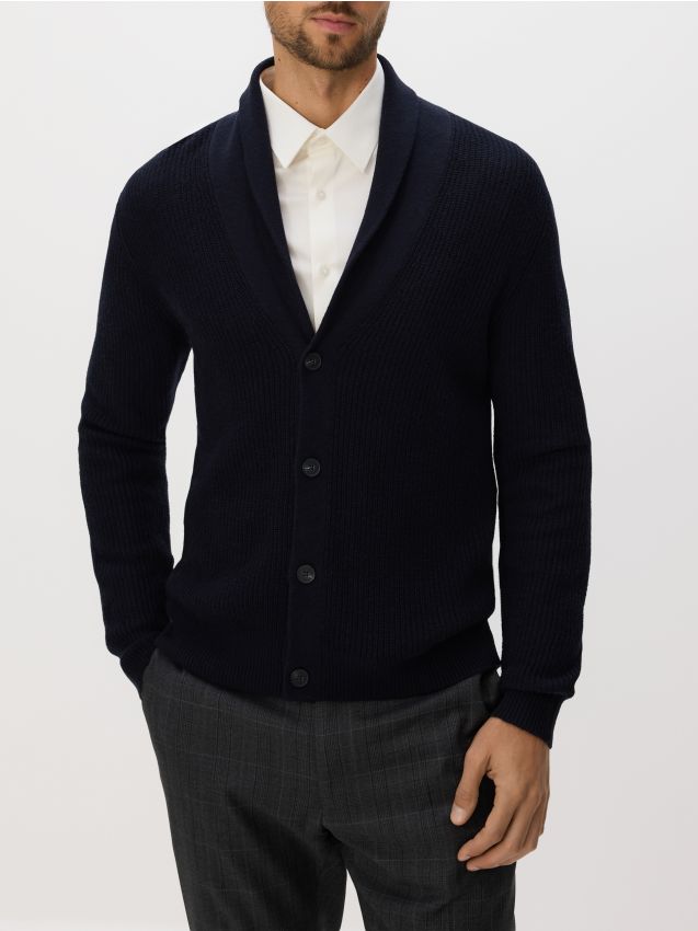 Reserved - Cardigan cu adaos de lână - bleumarin