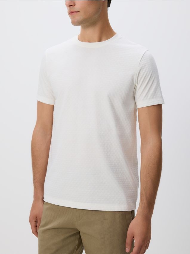 Regular fit structural fabric T-shirt - RESERVED