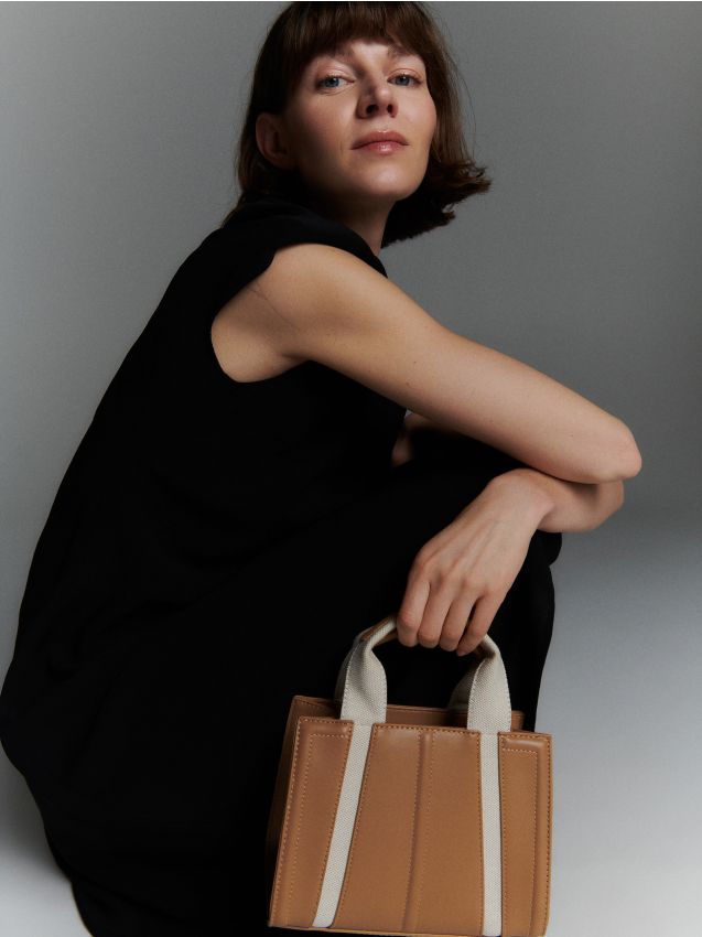 Reserved - geantă crossbody cu inserții - bej