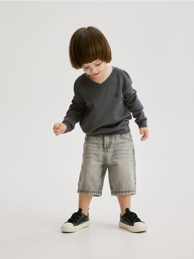Reserved - Pantaloni scurți din denim - gri