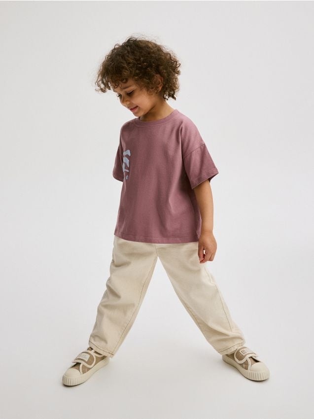 Reserved - tricou oversized cu aplicație - violet-prună