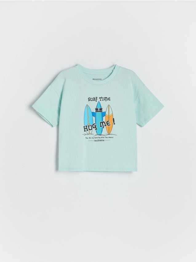 Reserved - tricou cu imprimeu - turcoaz-deschis