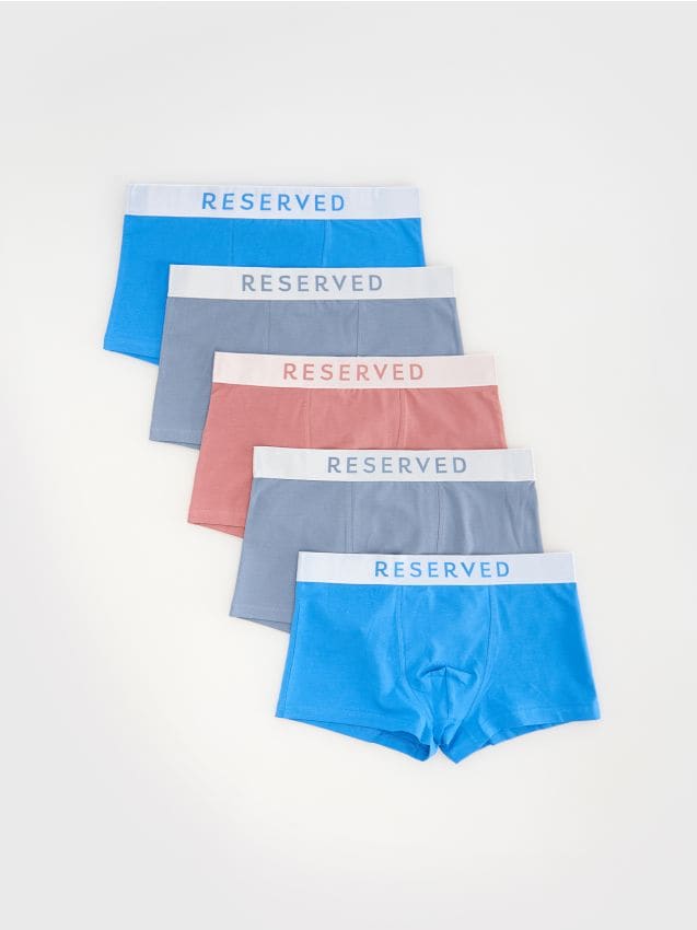 Reserved - Set de 5 perechi de boxeri classic - albastru