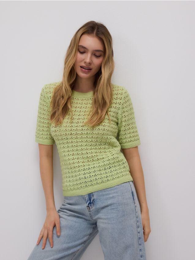 Openwork sweater with short sleeves - RESERVED