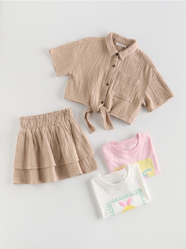 Muslin tie-front shirt - RESERVED