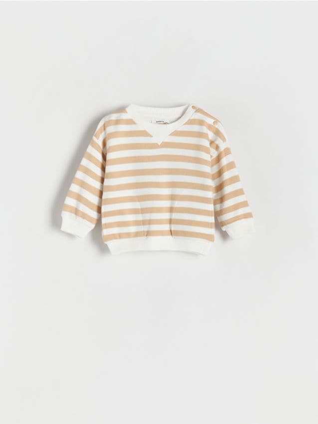 Reserved - bluză sport oversized cu dungi - bej