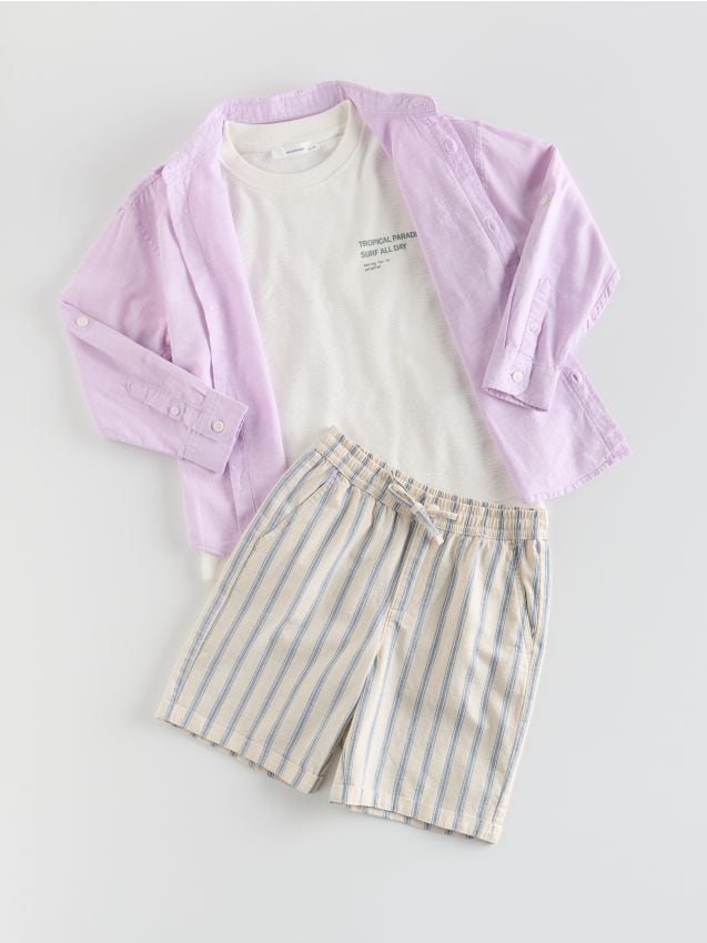 Stribede bomuldsshorts - RESERVED