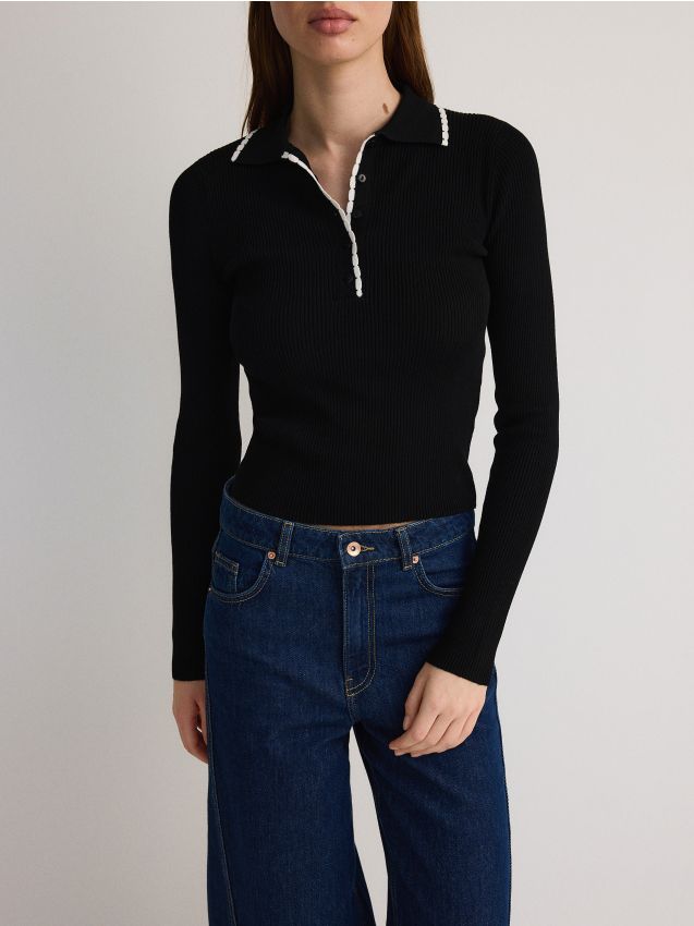 Reserved - LADIES` BLOUSE - negru
