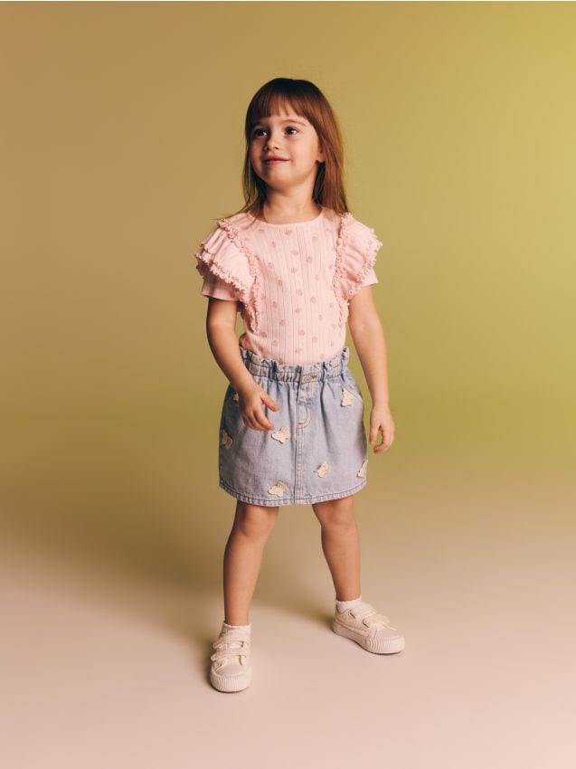 Cotton rich bodysuit with ruffles - RESERVED