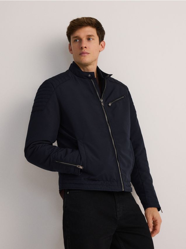 Biker jacket with stand up collar - RESERVED