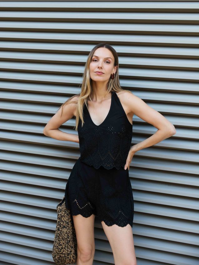 Tie-front openwork top - RESERVED
