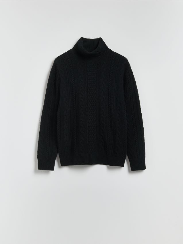 Reserved - Pulover cu adaos de lână - negru