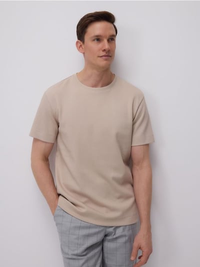 T-shirt regular ze strukturalnej dzianiny