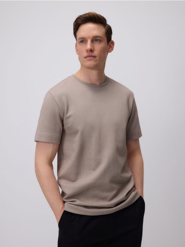 Regular-fit T-shirt in textured knit - RESERVED